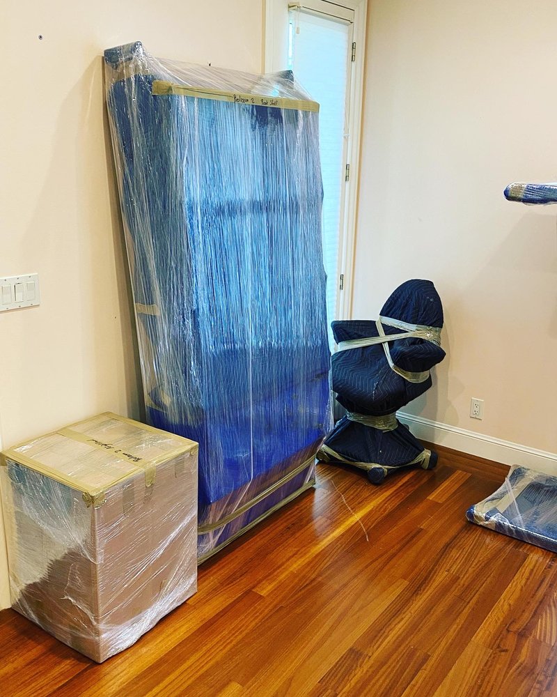 Furniture professionally wrapped for moving and storage